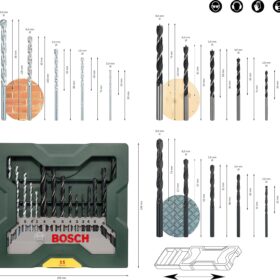 Bosch Home and Garden X/Line Mini 15 Parça Matkap Ucu Seti, Yeşil