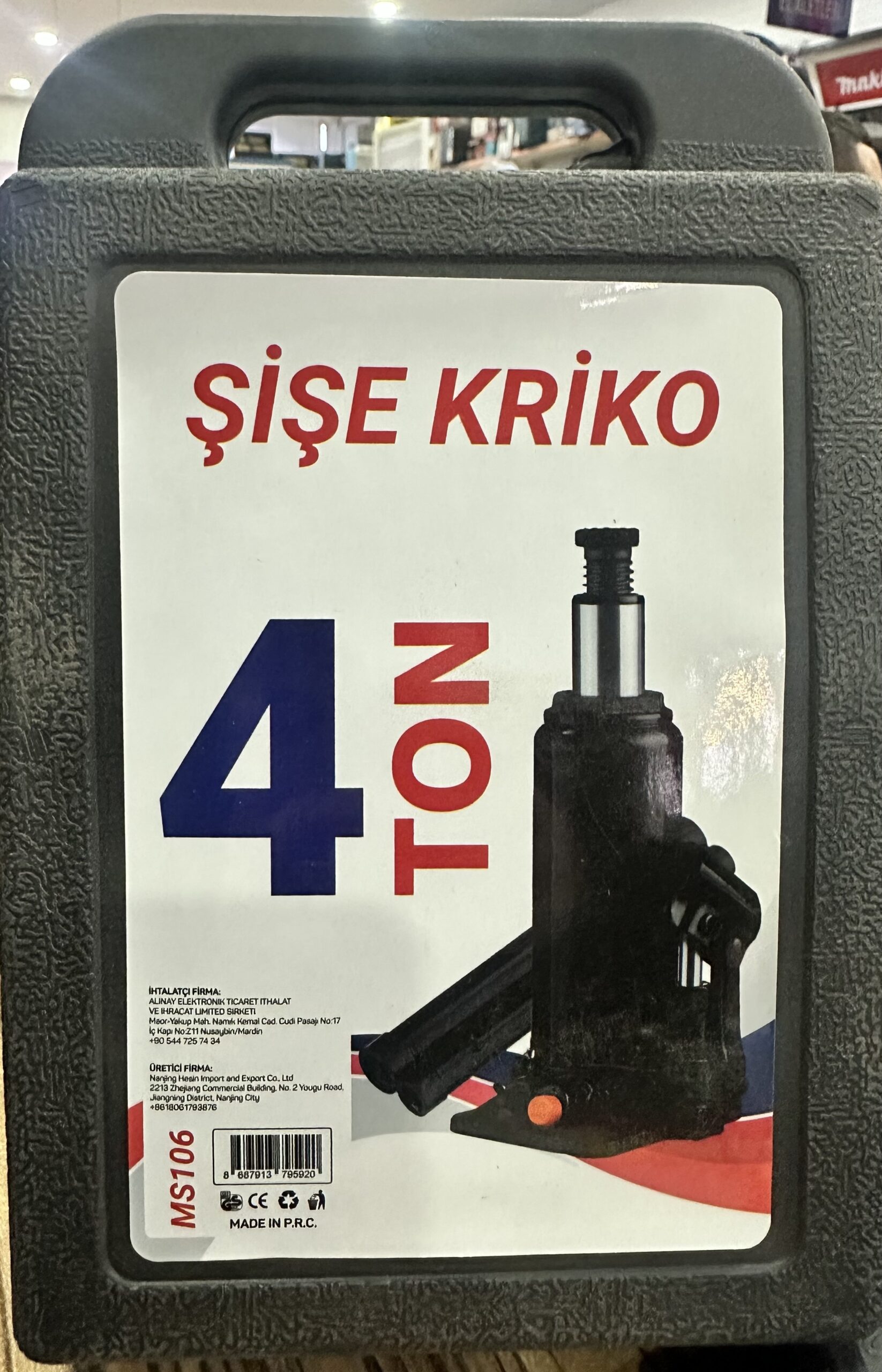 Taşıma Çantalı Hidrolik Şişe Kriko 4 ton