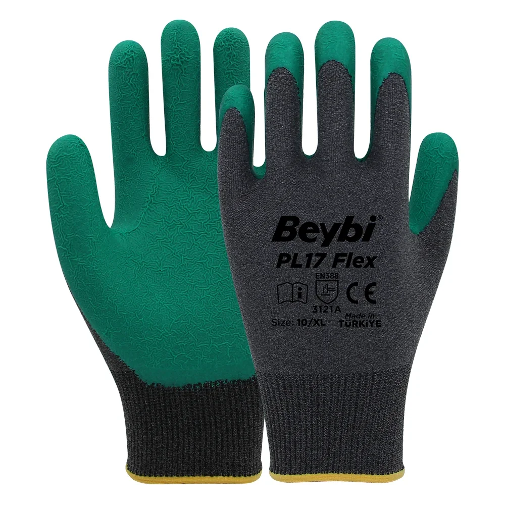 Beybi PL17 Flex Polyester Örme Lateks Kaplı Camcı İş Eldiven